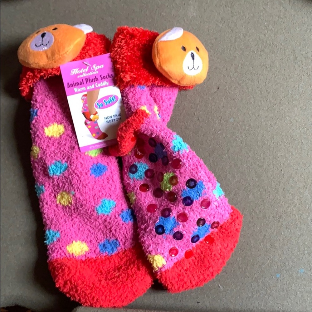Bear head plush warm socks
